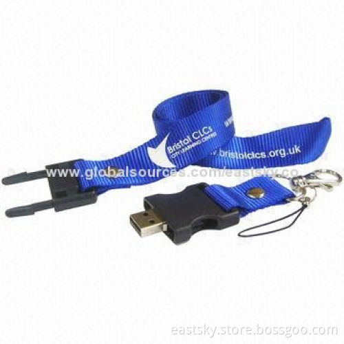 Custom Lanyard Flash Drive, Perfect for Convention and Business Use, Printed Logo on USB and LanyardNew